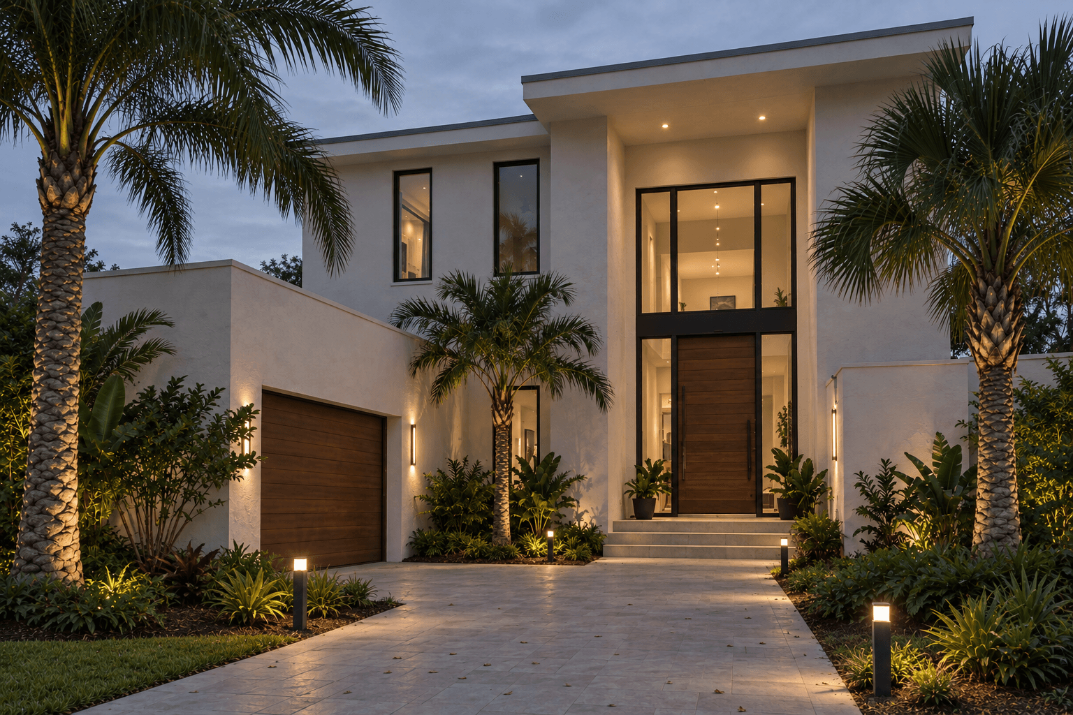 Exterior and landscape lighting installation on a custom home in Orlando, Florida